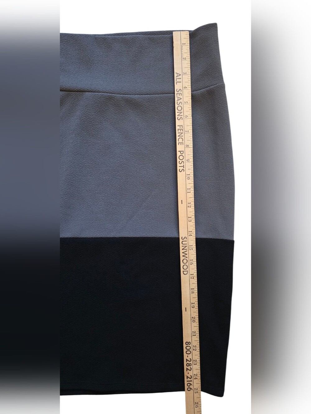 LuLaRoe Cassie Large Black and Gray Color Block Pencil Skirt - Picture 5 of 6